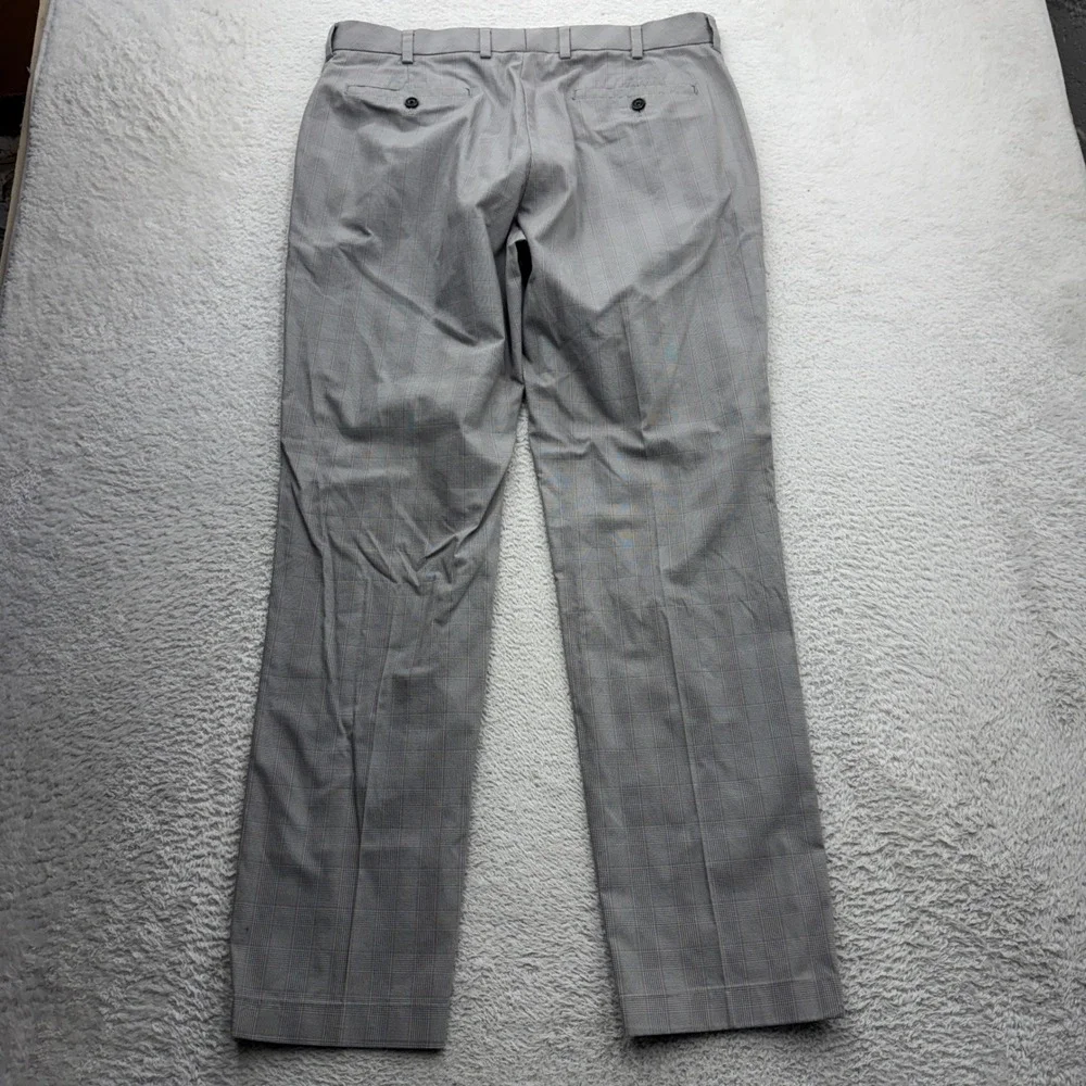 Brooks Brothers Milano Fit Grey Glen Plaid Advantage Chino Stretch Pants 36x32